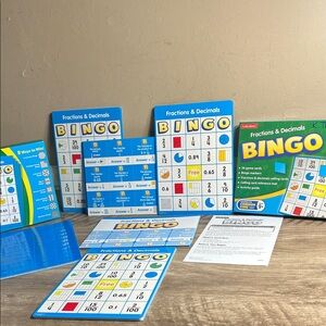 Fractions & Decimals Bingo Game - Blue Kids Learning Games